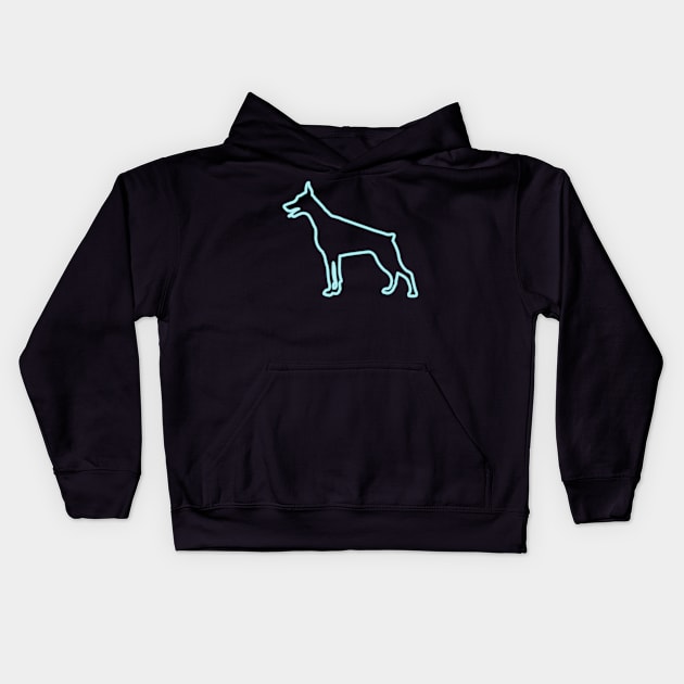 80's Gift 80s Retro Neon Sign Doberman Kids Hoodie by PhuNguyen